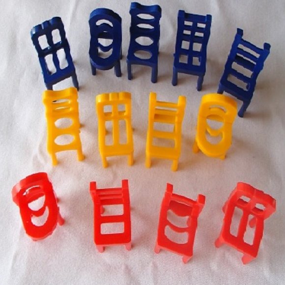 Dollhouse Mini 13 Plastic Chairs Nursery Room Child Size Red Blue Yellow… - Picture 4 of 16
